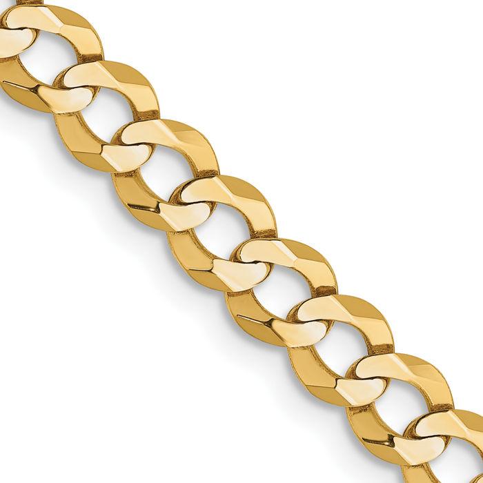 10K Solid Yellow Gold 4.7mm Cuban Curb Link Chain Necklace