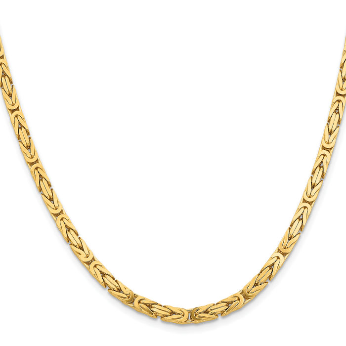 10K Solid Yellow Gold 4mm Byzantine Link Chain Necklace Viking