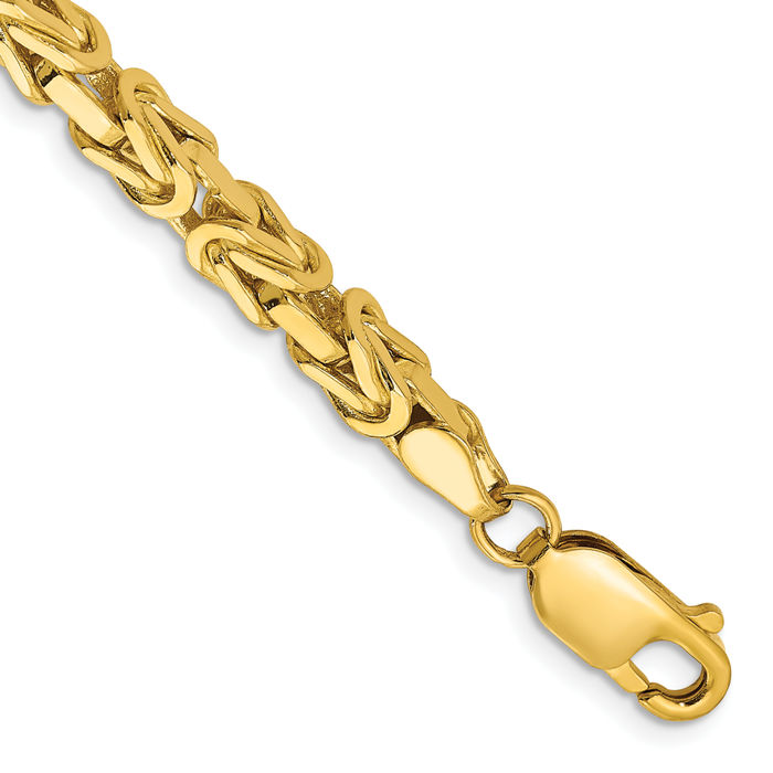 10K Solid Yellow Gold 4mm Byzantine Link Chain Bracelet