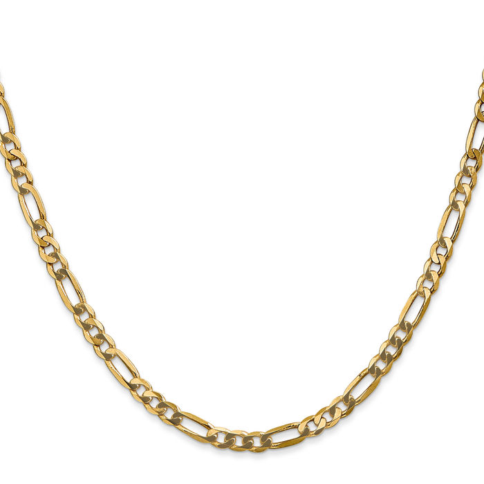 Solid 14K Gold Alternate Mariner Chain Necklace, 16