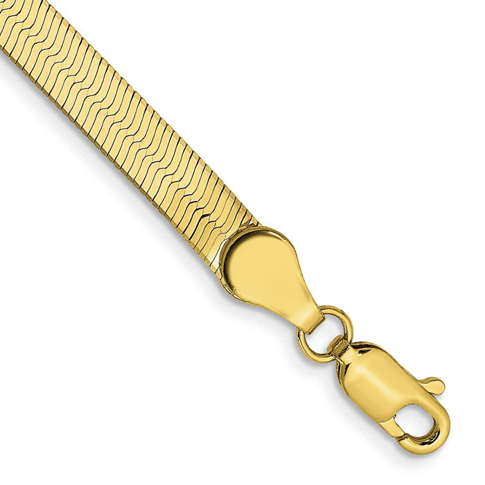 10K Solid Yellow Gold 4mm Herringbone Chain Bracelet