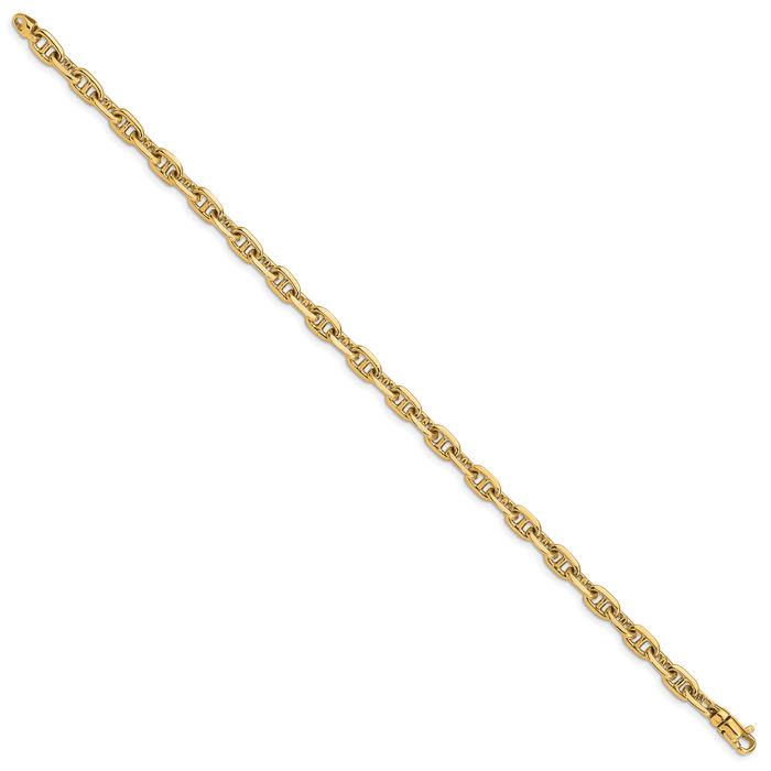 10K Solid Yellow Gold 5.1mm Curb Link Chain Bracelet