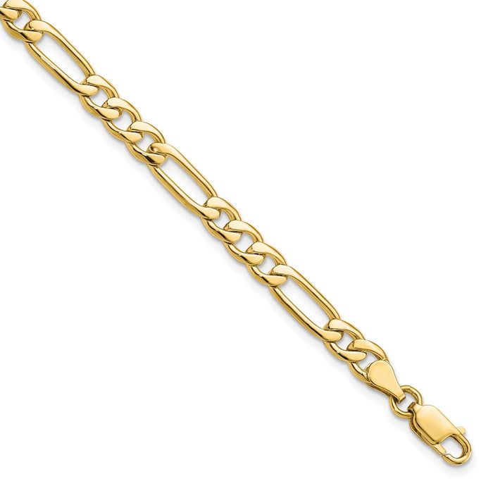 10K Solid Yellow Gold 5.25mm Link Chain Bracelet