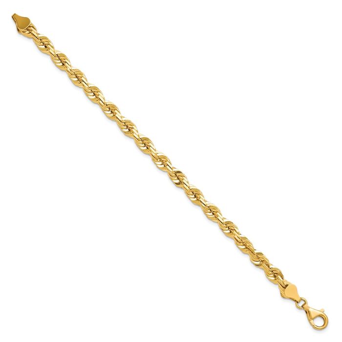 10K Solid Yellow Gold 5.5mm Rope Chain Bracelet