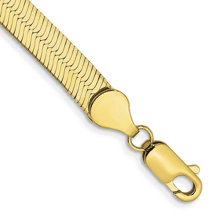 10K Solid Yellow Gold 5.5mm Herringbone Chain Bracelet