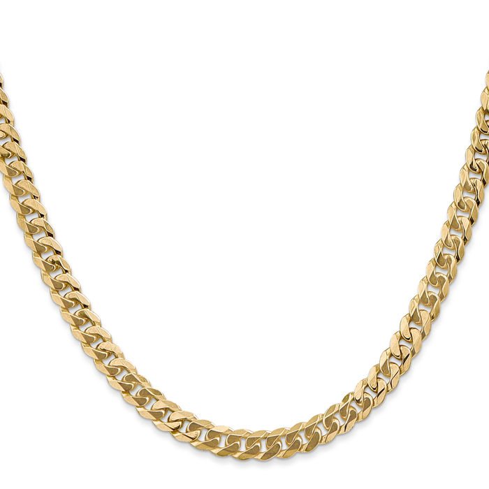 10K Solid Yellow Gold 5.75mm Curb Link Chain Necklace