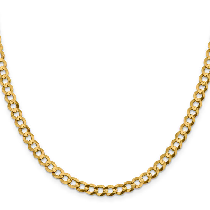 10K Solid Yellow Gold 5.9mm Cuban Curb Link Chain Necklace