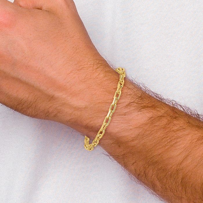 10K Solid Yellow Gold 7mm Link Chain Bracelet