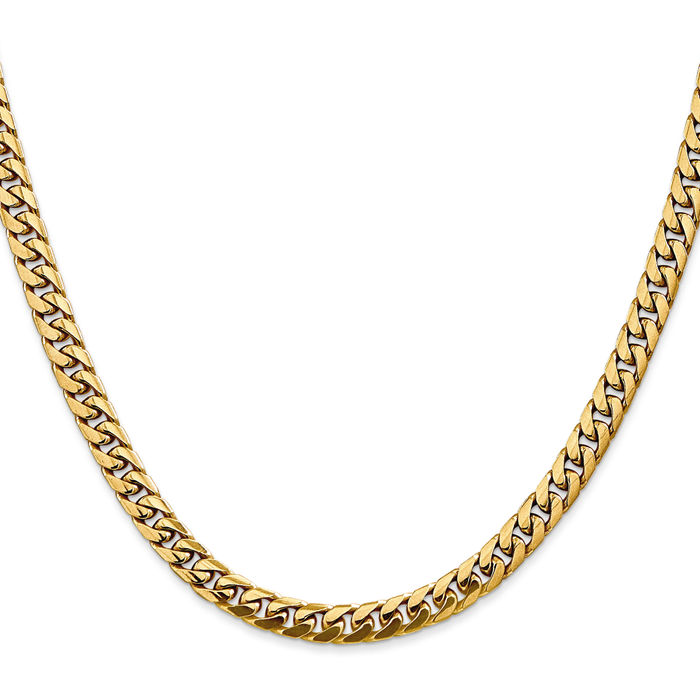 10K Solid Yellow Gold 5mm Miami Cuban Curb Link Chain Necklace