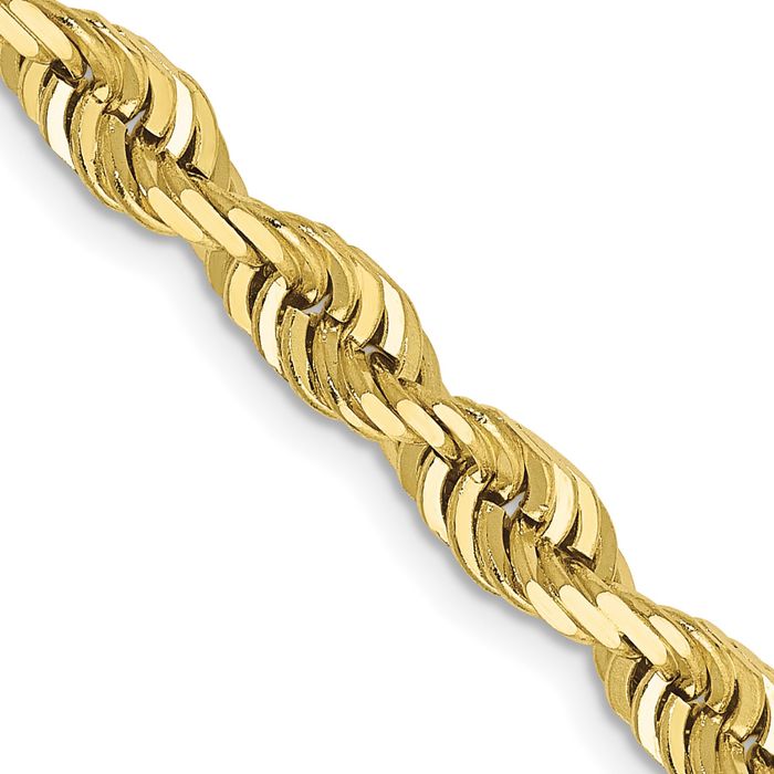 10K Solid Yellow Gold 5mm Quadruple Rope Chain Twisted Link Necklace