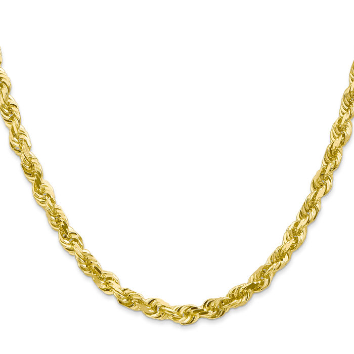 10K Solid Yellow Gold 5mm Quadruple Rope Chain Twisted Link Necklace