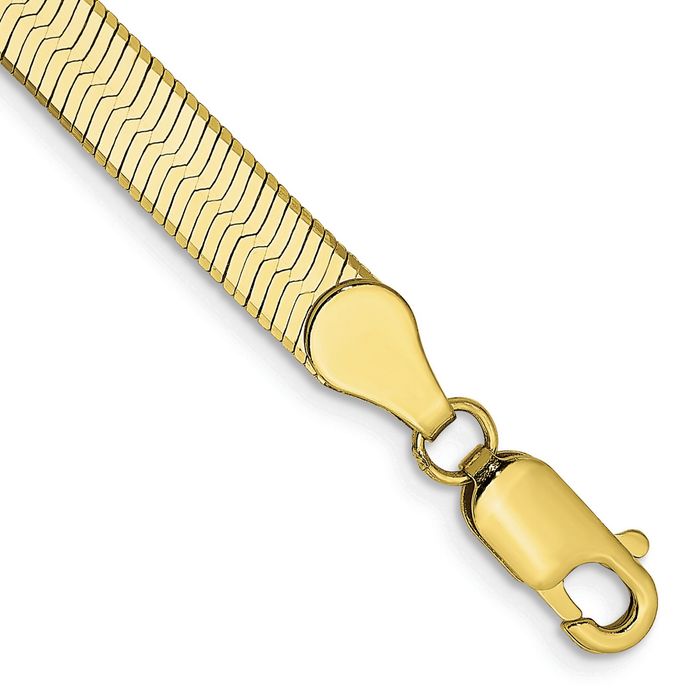 10K Solid Yellow Gold 5mm Herringbone Chain Bracelet