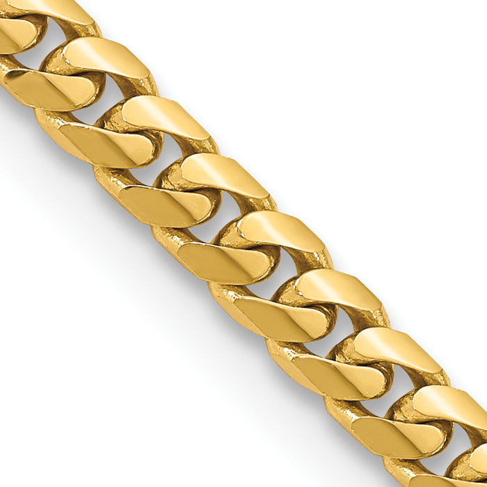 10K Solid Yellow Gold 5mm Miami Cuban Curb Link Chain Necklace