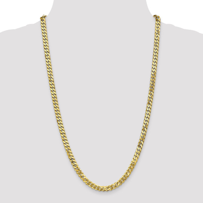 10K Solid Yellow Gold 6.25mm Curb Link Chain Necklace