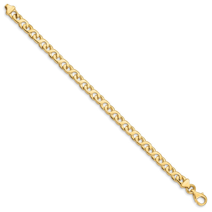 10K Solid Yellow Gold 6.2mm Link Chain Bracelet