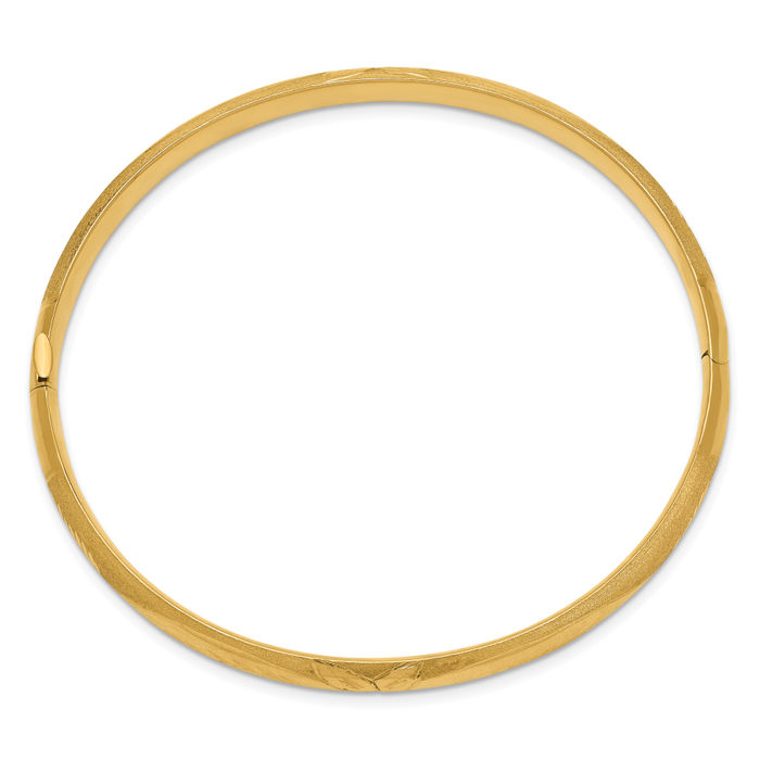 10K Solid Yellow Gold 6.35mm Florentine Bangle Bracelet