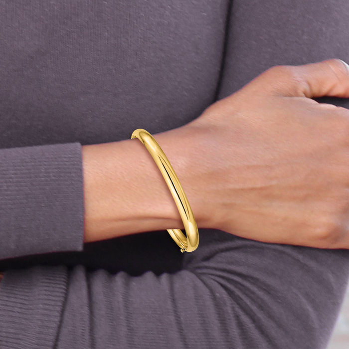 10K Solid Yellow Gold 6.35mm Oversize Bangle Bracelet