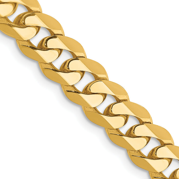 10K Solid Yellow Gold 6.75mm Curb Link Chain Necklace