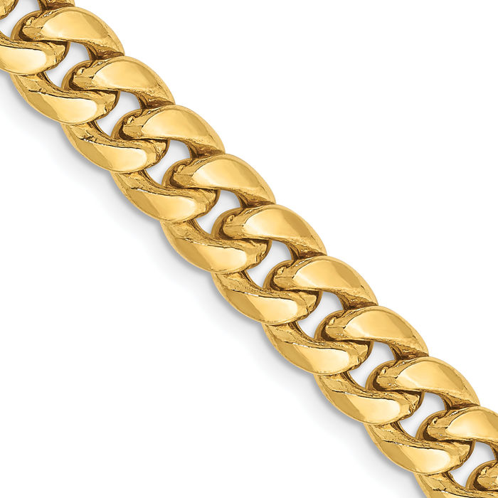 10K Solid Yellow Gold 6.75mm Miami Cuban Curb Link Chain Necklace