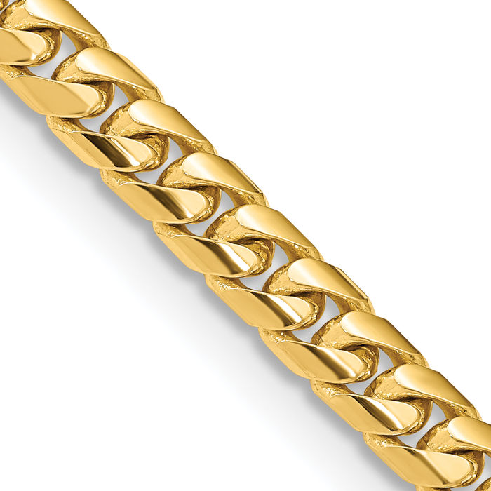 10K Solid Yellow Gold 7.3mm Miami Cuban Curb Link Chain Necklace