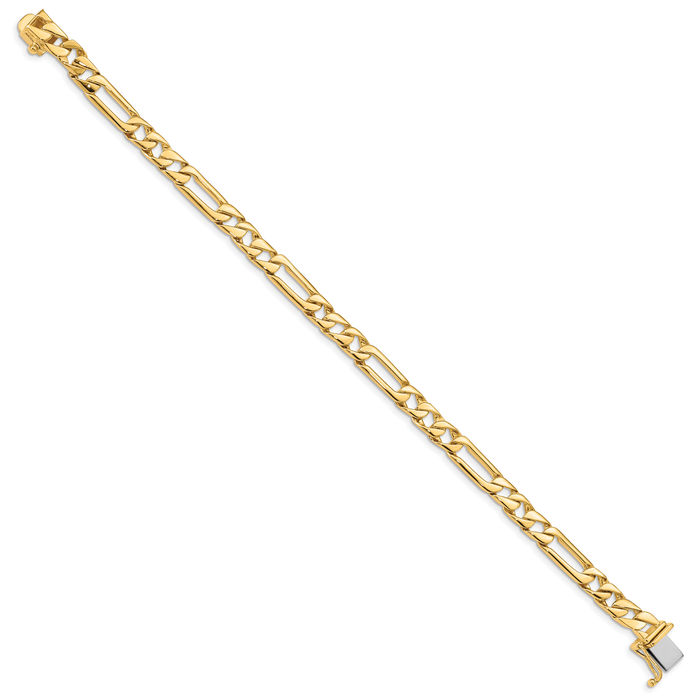 10K Solid Yellow Gold 6mm Figaro Link Chain Bracelet