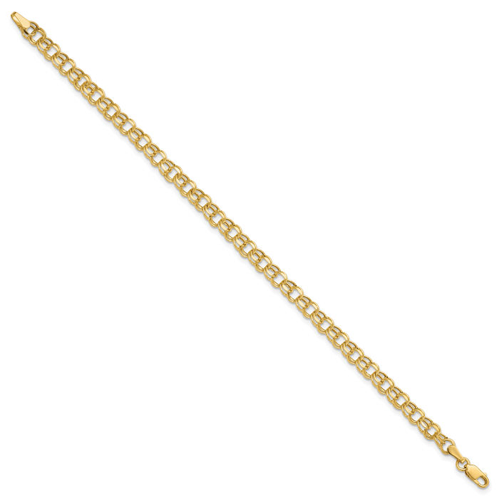 10K Solid Yellow Gold 4.5mm Double Link Chain Charm Bracelet