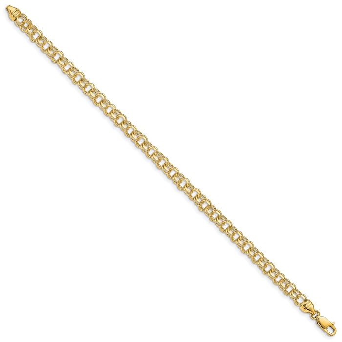 10K Solid Yellow Gold 4.75mm Double Link Chain Charm Bracelet