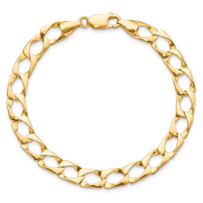 10K Solid Yellow Gold 7.4mm Link Chain Bracelet