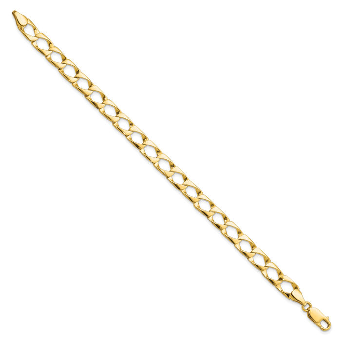 10K Solid Yellow Gold 7.4mm Link Chain Bracelet