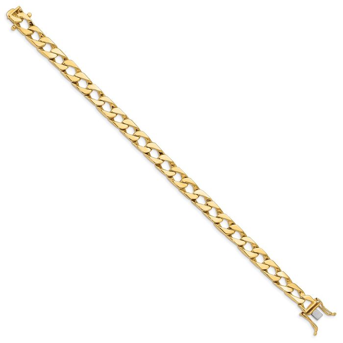 10K Solid Yellow Gold 7.9mm Curb Link Chain Bracelet