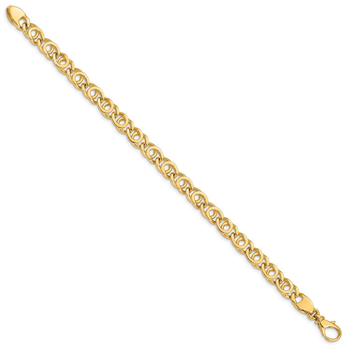 10K Solid Yellow Gold 7mm Link Chain Bracelet