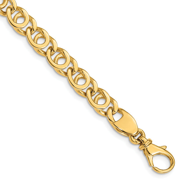 10K Solid Yellow Gold 7mm Link Chain Bracelet