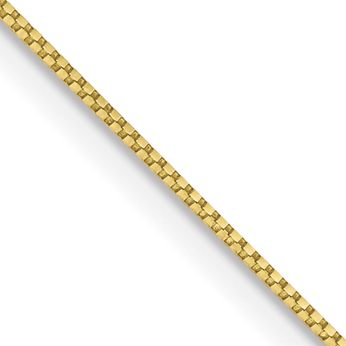 10K Solid Yellow Gold 0.7mm Box Link Chain Necklace