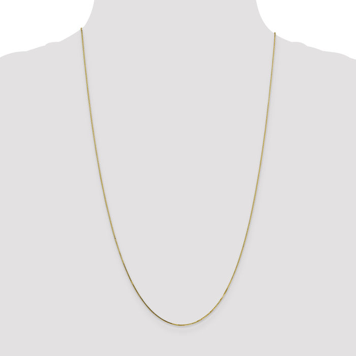 10K Solid Yellow Gold 0.7mm Box Link Chain Necklace