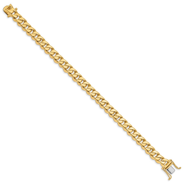 10K Solid Yellow Gold 8.5mm Classic Curb Link Chain Bracelet