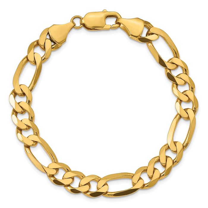 10K Solid Yellow Gold 8.75mm Figaro Link Chain Bracelet