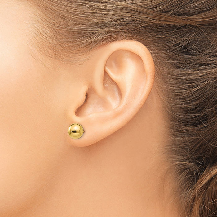 10K Solid Yellow Gold 8mm Ball Stud Earrings