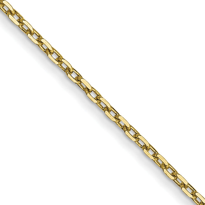 10K Solid Yellow Gold 0.8mm Cable Rolo Link Chain Belcher Necklace