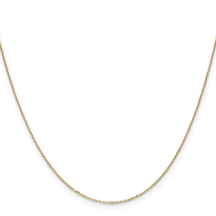 10K Solid Yellow Gold 0.8mm Cable Rolo Link Chain Belcher Necklace