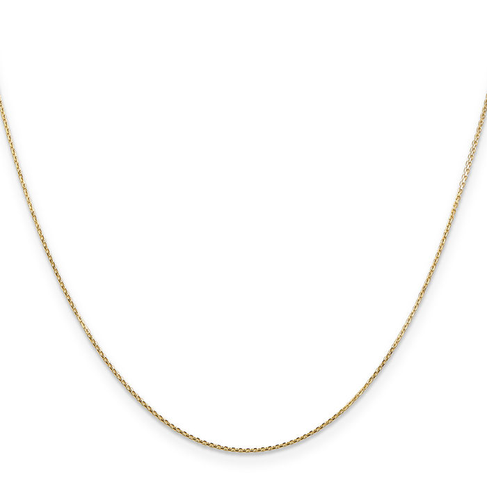 10K Solid Yellow Gold 0.8mm Round Cable Rolo Link Chain Belcher Necklace