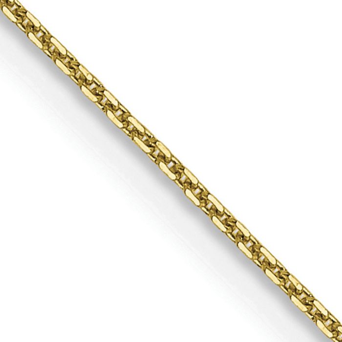 10K Solid Yellow Gold 0.8mm Round Cable Rolo Link Chain Belcher Necklace