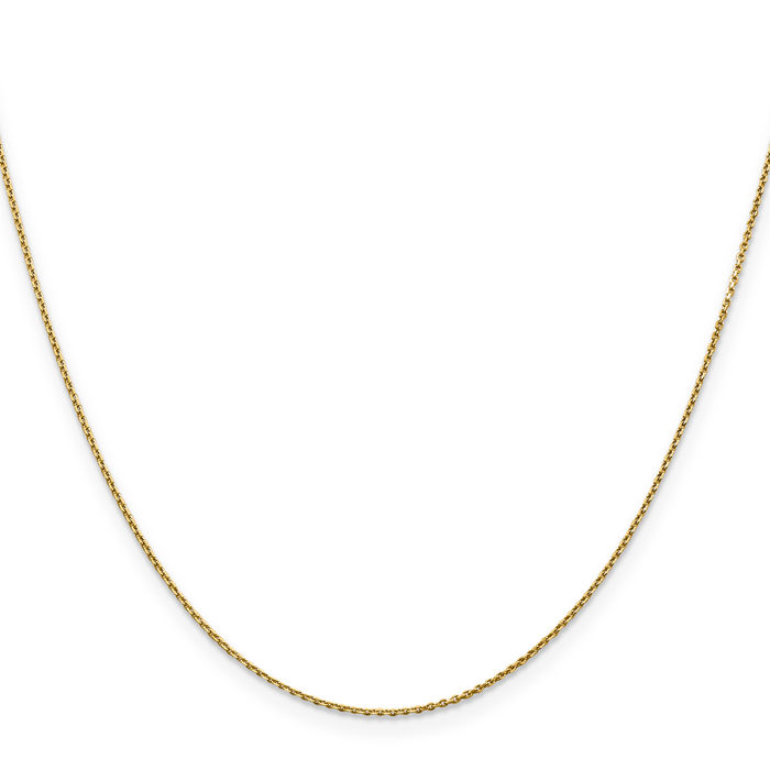 10K Solid Yellow Gold 0.9mm Round Cable Rolo Link Chain Belcher Necklace