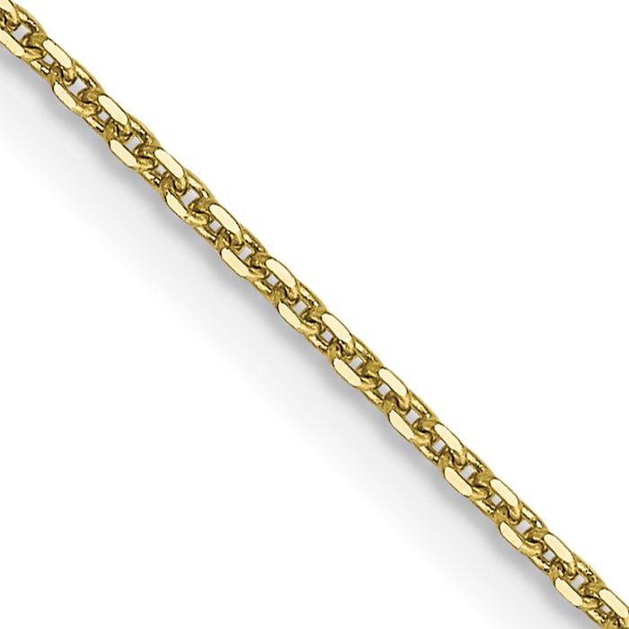 10K Solid Yellow Gold 0.9mm Round Cable Rolo Link Chain Belcher Necklace