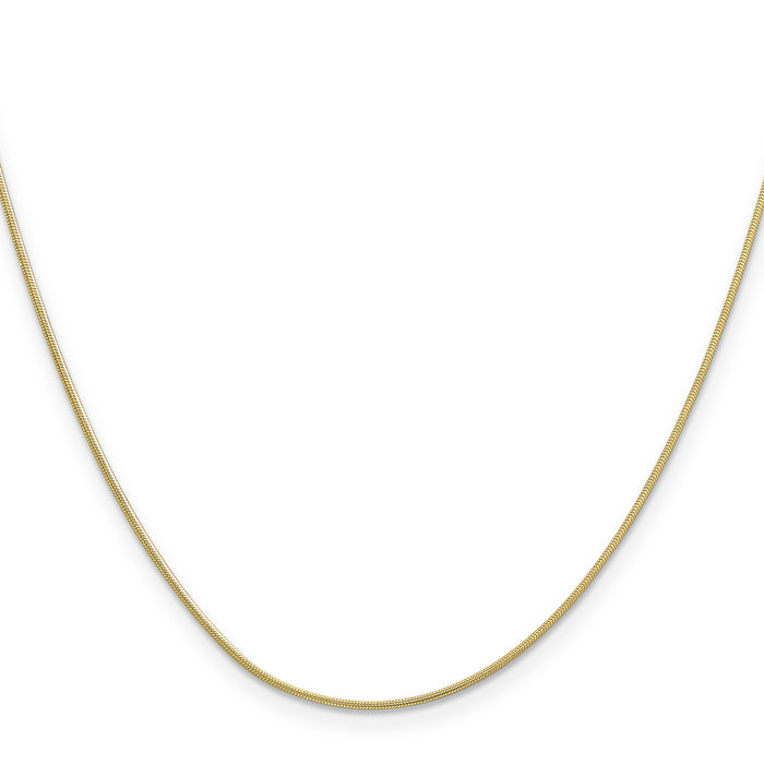 10K Solid Yellow Gold 0.9mm Round Cubetto Omega Snake Chain Herringbone Necklace