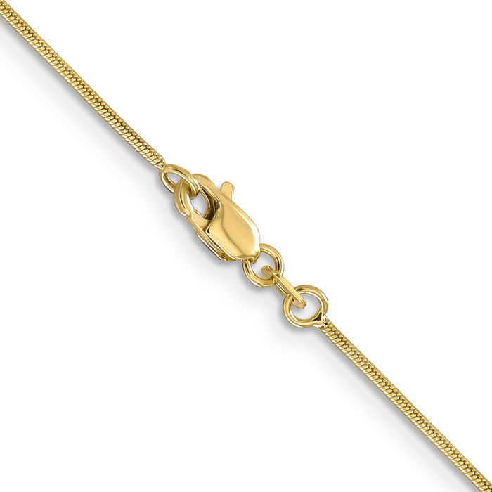 10K Solid Yellow Gold 0.9mm Round Cubetto Omega Snake Chain Herringbone Necklace