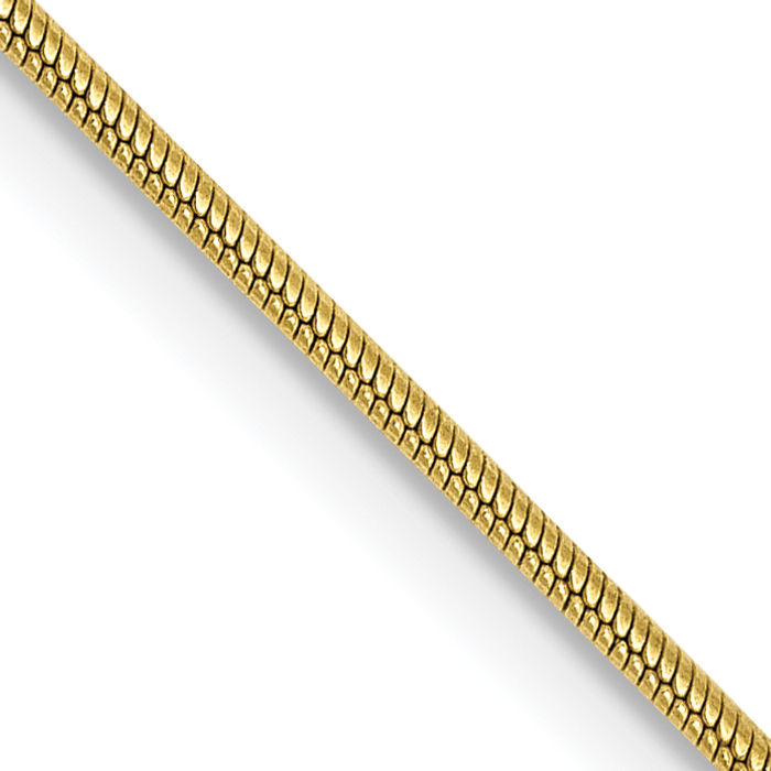 10K Solid Yellow Gold 0.9mm Round Cubetto Omega Snake Chain Herringbone Necklace