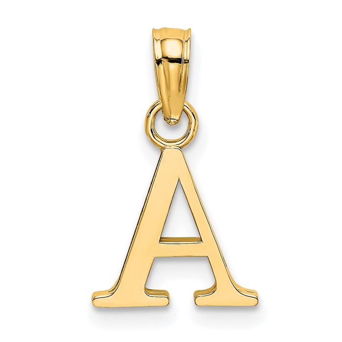10K Solid Yellow Gold Letter A Initial Necklace - Picture 4 of 5