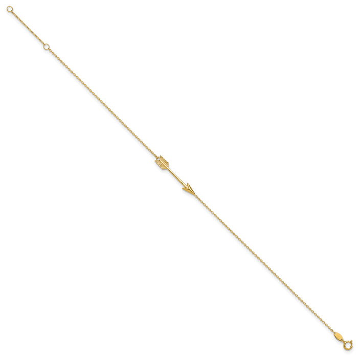 10K Solid Yellow Gold Arrow Anklet Summer Beach Foot Ankle Bracelet