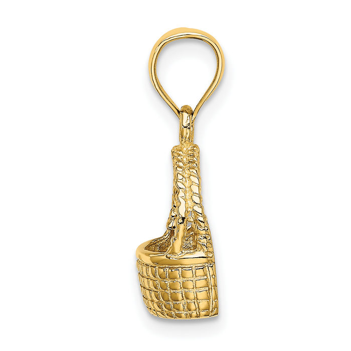 10K Solid Yellow Gold Lightship Nantucket Basket Necklace Hanging Charm Pendant