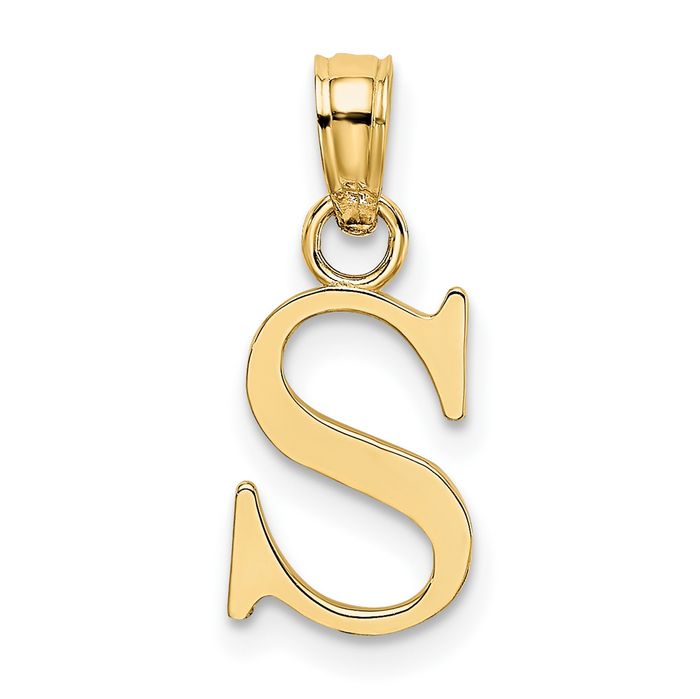 10K Solid Yellow Gold Letter S Initial Necklace - Picture 11 of 12